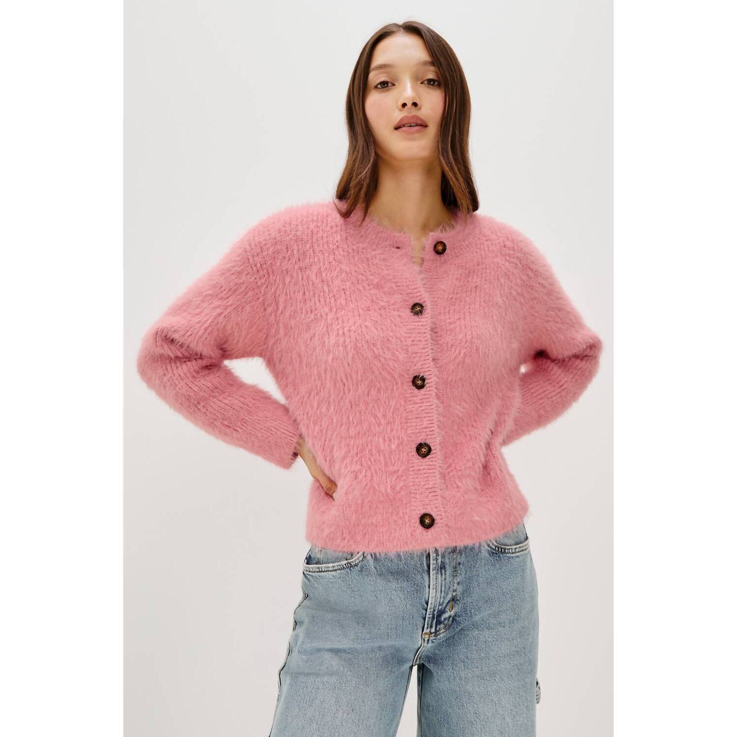 New Rails Melo Long Sleeve Cardigan In Pink